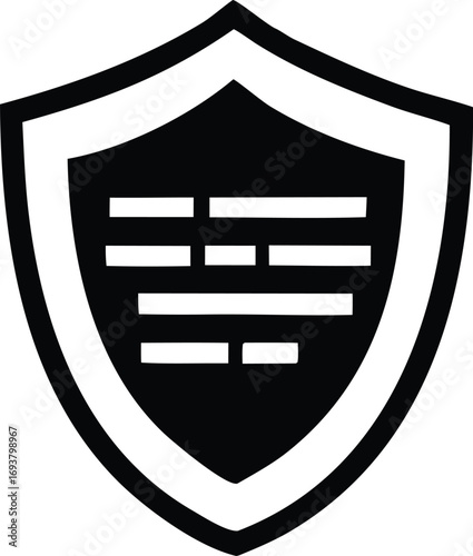 Shield icon representing security data protection and digital safety symbolizing cybersecurity and information privacy safeguarding critical data assets