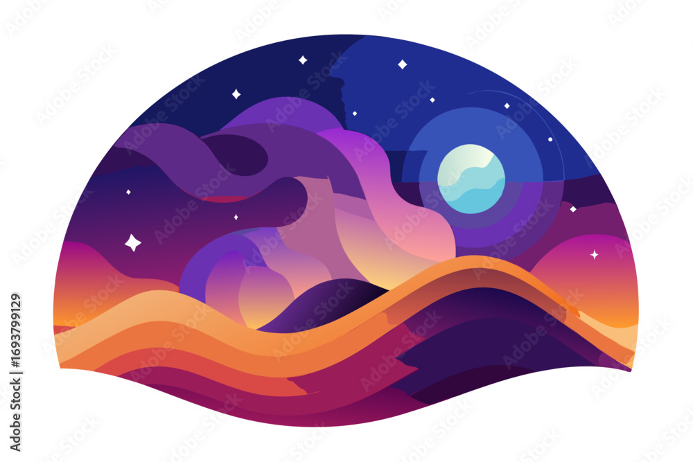 Obraz premium A stunning abstract digital background featuring vibrant gradient light waves in purple, blue, orange, and pink tones. Vertical glowing lines create a modern futuristic effect, perfect for use in tech