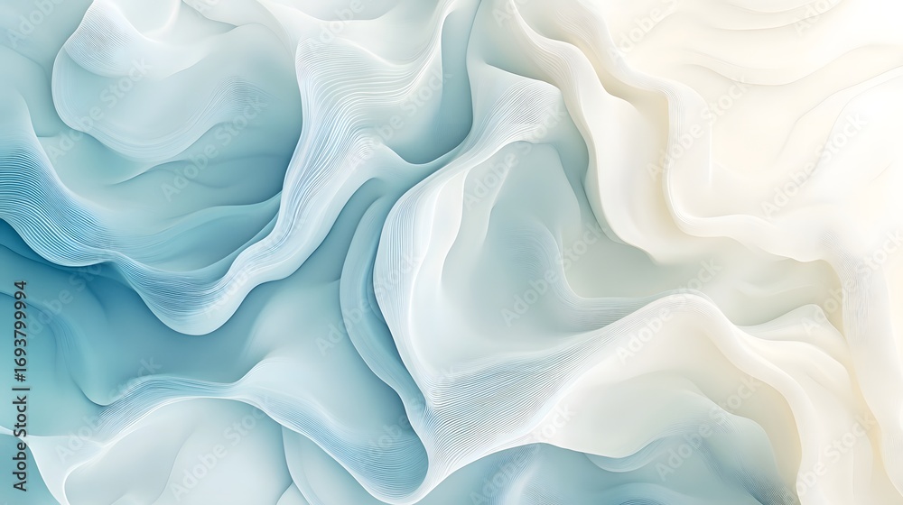 Fototapeta premium Ethereal Wave Patterns in Soft Blue and Cream Color Palette