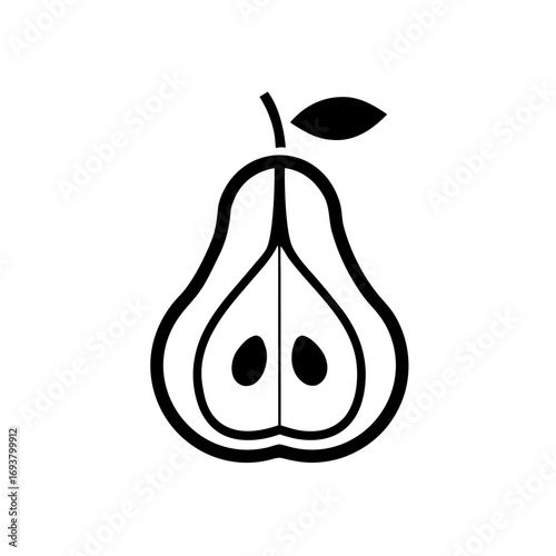 A simple outline icon of a pear