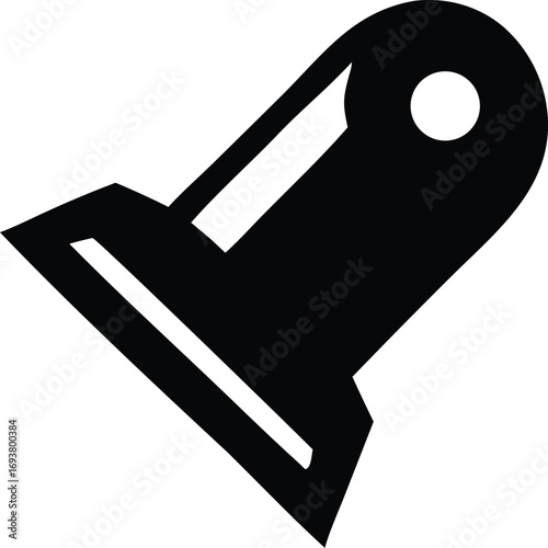Iconic silhouette of a push pin for office supplies and stationary organization and planning