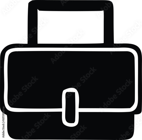 Simple hand drawn black icon of a briefcase represents business travel and work essentials for professionals