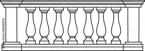 2D concrete balustrade Design drawing vector illustration stock vector