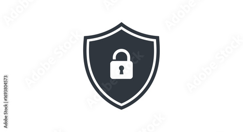 Vector illustration of shield with padlock icon symbolizing security and protection