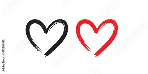 hand drawn heart. brush stroke painted love symbol. transparent png and vector illustration