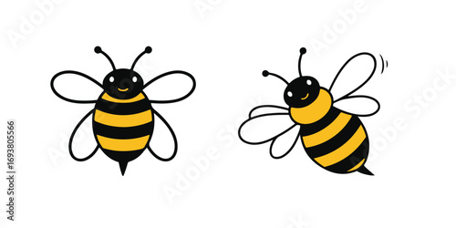 honey bee . simple yellow and black bumblebee clip art set. honey bee symbol. transparent png and vector illustration.