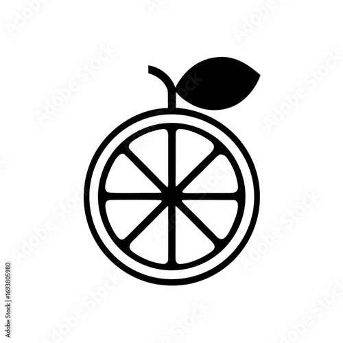 Minimalist orange icon with segments inside, symbolizing citrus, energy, and vitamins.