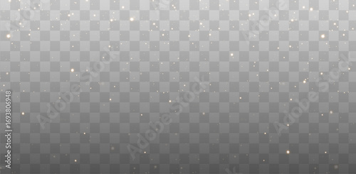 Christmas background with powder dust light in PNG format. Magical shining gold dust with fine, shimmering bokeh particles gently falling. Features a fantastic shimmer effect. 
