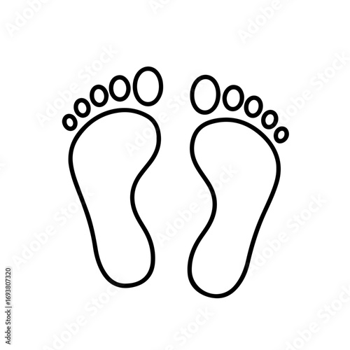 human feet print. simple bare foot prints outline symbol. transparent png and vector illustration.