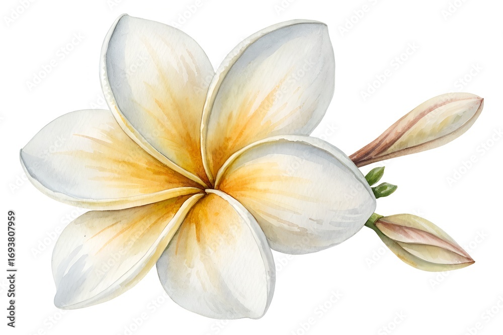 Fototapeta premium water color frangipani flower isolated on white