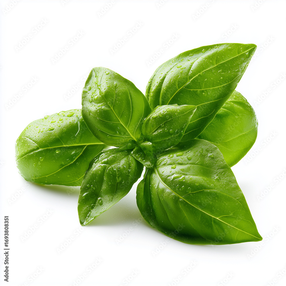 Fototapeta premium lemon basil leaves on white background