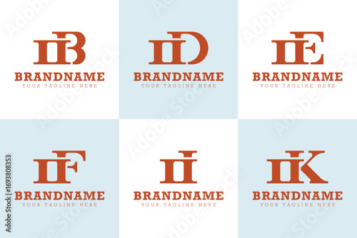 Letters OB OD OE OF OI OK Monogram Logo, for BO DO EO FO IO KO initials