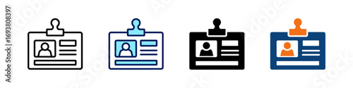 Id Card All In One Icon Multi Styles Vector Set