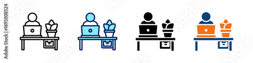 Workspace Setup All In One Icon Multi Styles Vector Set