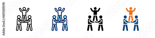 Team Building All In One Icon Multi Styles Vector Set