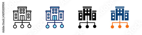 Company Structure All In One Icon Multi Styles Vector Set