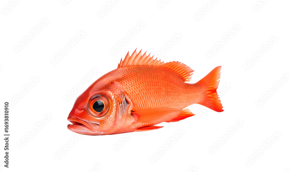 Obraz premium Priacanthus macracanthus, the red bigeye fish, set apart on a white surface