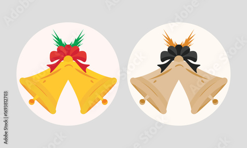 Two Multicolor Ringing Sound Bell Vector Illustration