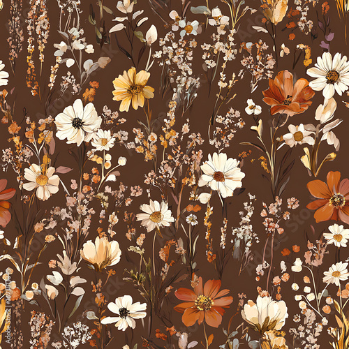 Floral or leaf pattern background suitable for wallpaper, fabric, or decorative design. Soft colors and natural style, ideal for digital and print use.