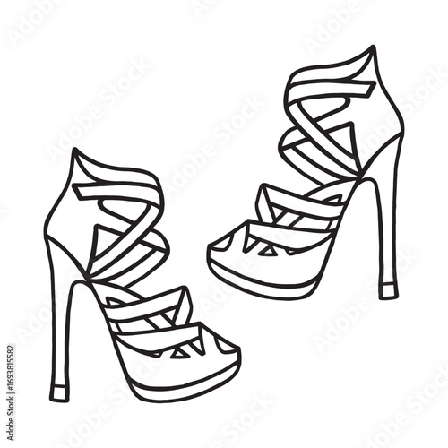 outline of women's sandals 