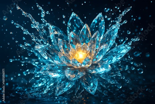 Radiant Crystal Lotus An Enchanting Water Explosion