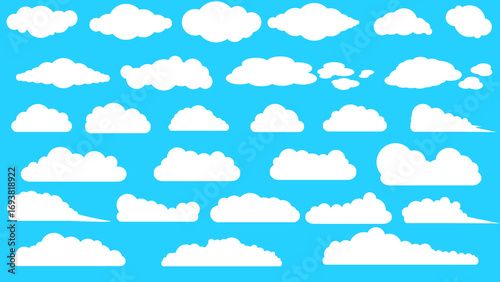 vector illustration of clouds, vector illustration of a set of icons of clouds, cloud