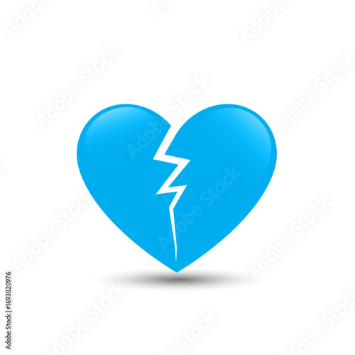 Blue broken heart vector symbol template