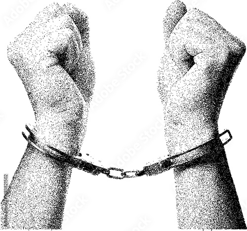 Hands Bound by Handcuffs, Symbolizing Restriction and Lack of Freedom