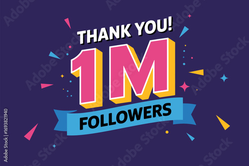 Thank you one million followers social media post template