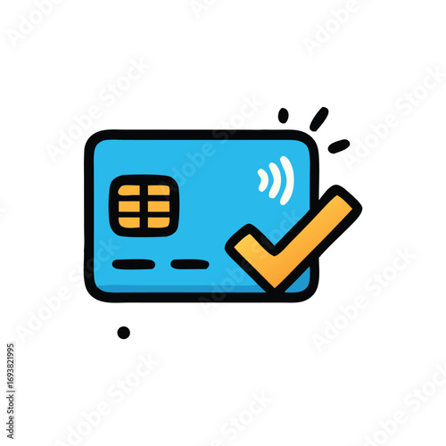 Successful online payment using credit card illustration for financial transaction verification