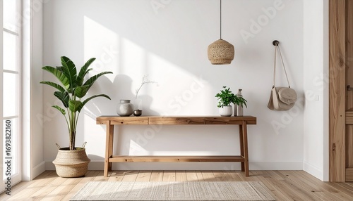 Stylish Entryway with Minimalist Wooden Console Table