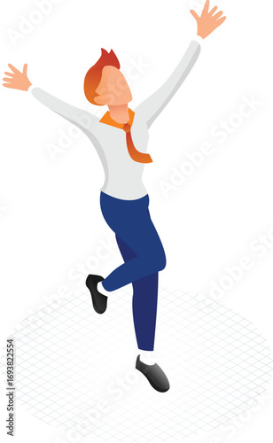 Business concept infographic design. Businessperson 3D character flat ambitious People. Career ambition changing role winning Startup group training goal setting and team management illustration