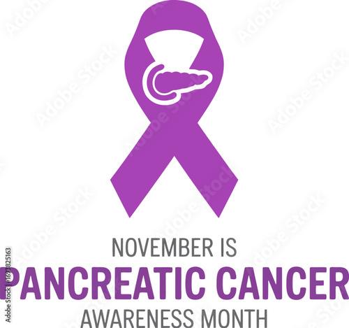 Pancreatic cancer awareness month november purple ribbon hope