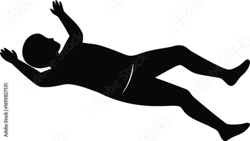 Top view silhouette person lying sideways motion vector