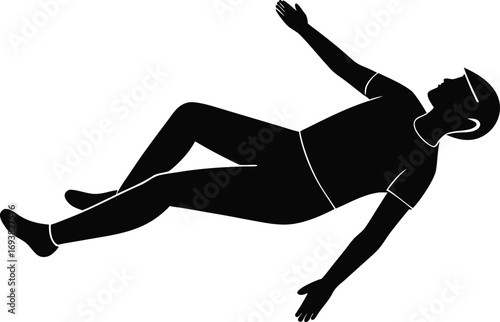 Top view silhouette of person lying down sideways vector
