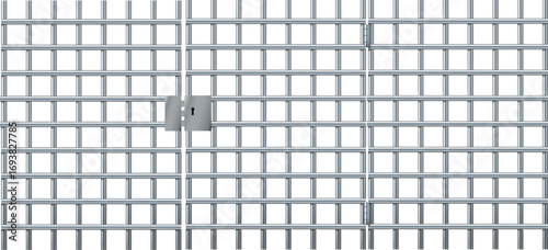 Realistic prison metal bars. Prison fence jail. Iron jail cage. Template design for criminal or sentence. Vector illustration