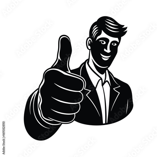 Flat Style Thumbs Up Symbol Vector Illustration