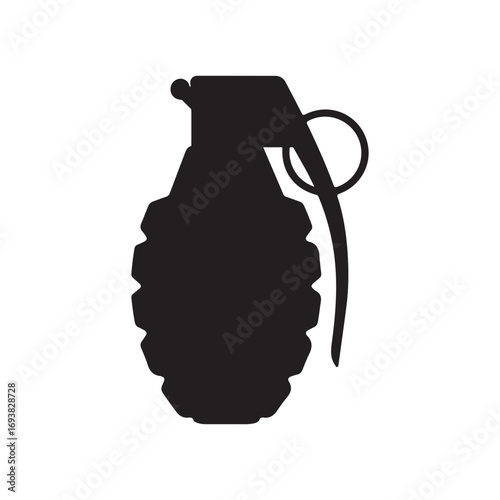 Black silhouette grenade vector flat illustration design on white background