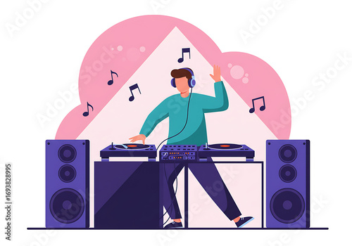 Festival DJ with Turntables and Music Vibes