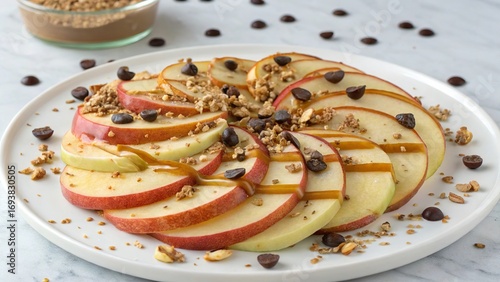 Delightful thinly sliced apple nachos topped with crunchy toppings for a refreshing snack perfect for any time of day