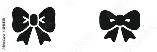 Simple black bows in two variations suitable for decorative purposes or design elements in crafts and fashion projects