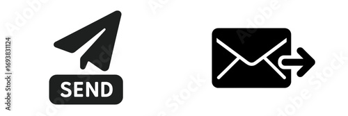 Icon symbols of sending a message and envelope indicating communication in digital environments