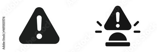 Alert symbols indicating caution and warning in various contexts and uses in design and communication