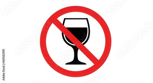 No Alcohol Sign Red Circle Prohibition Symbol