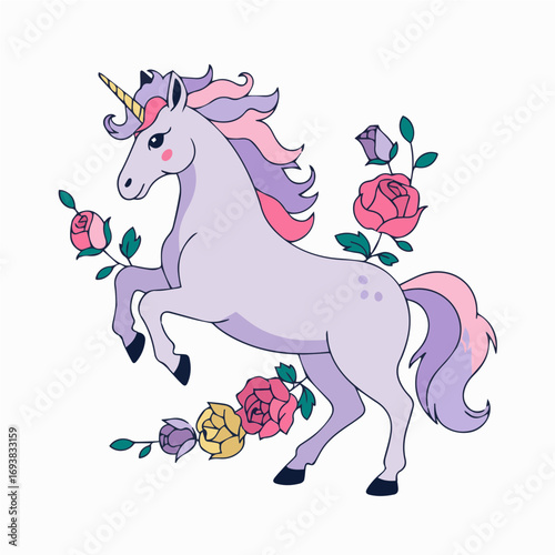 Colorful illustration of a Unicorn vector