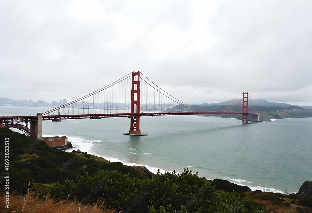Naklejka premium Golden Gate Bridge San Francisco, earthquakes today