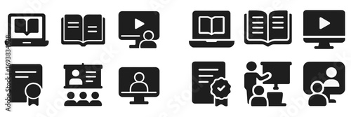 Online learning tools and digital education symbols illustrated for modern teaching and learning environments