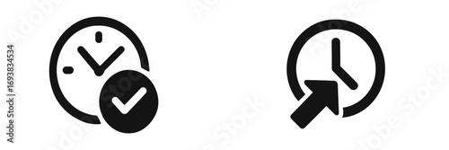 Clock icons indicating time management and scheduling concepts in a minimalistic style