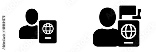 Icons representing passport applications and travel identity verification in a digital era