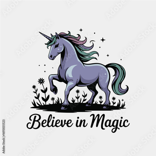 Colorful illustration of a Unicorn vector